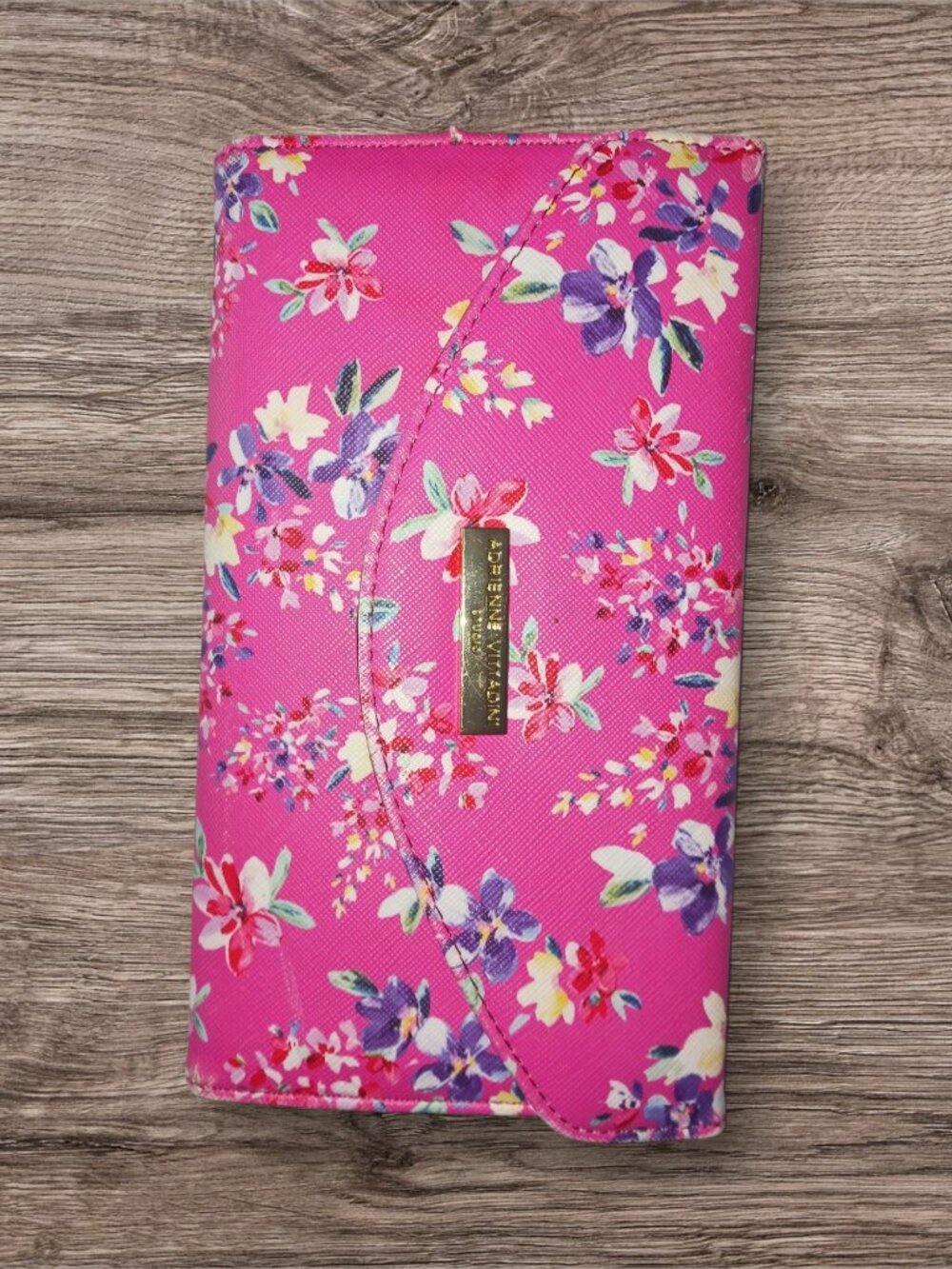 Adrienne Vittadini Pink Floral Wallet Organizer Clutch